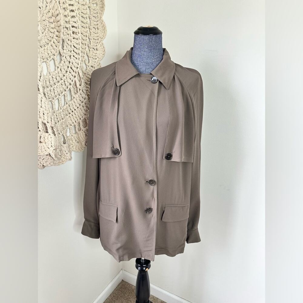 Michael Kors Collection Brown Cropped Silk Trench Coat Size 8